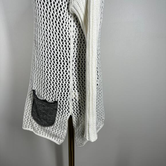 Soft Surroundings Womens Open Knit Boulevard Round Neck Pullover Sweater White - Picture 4 of 7